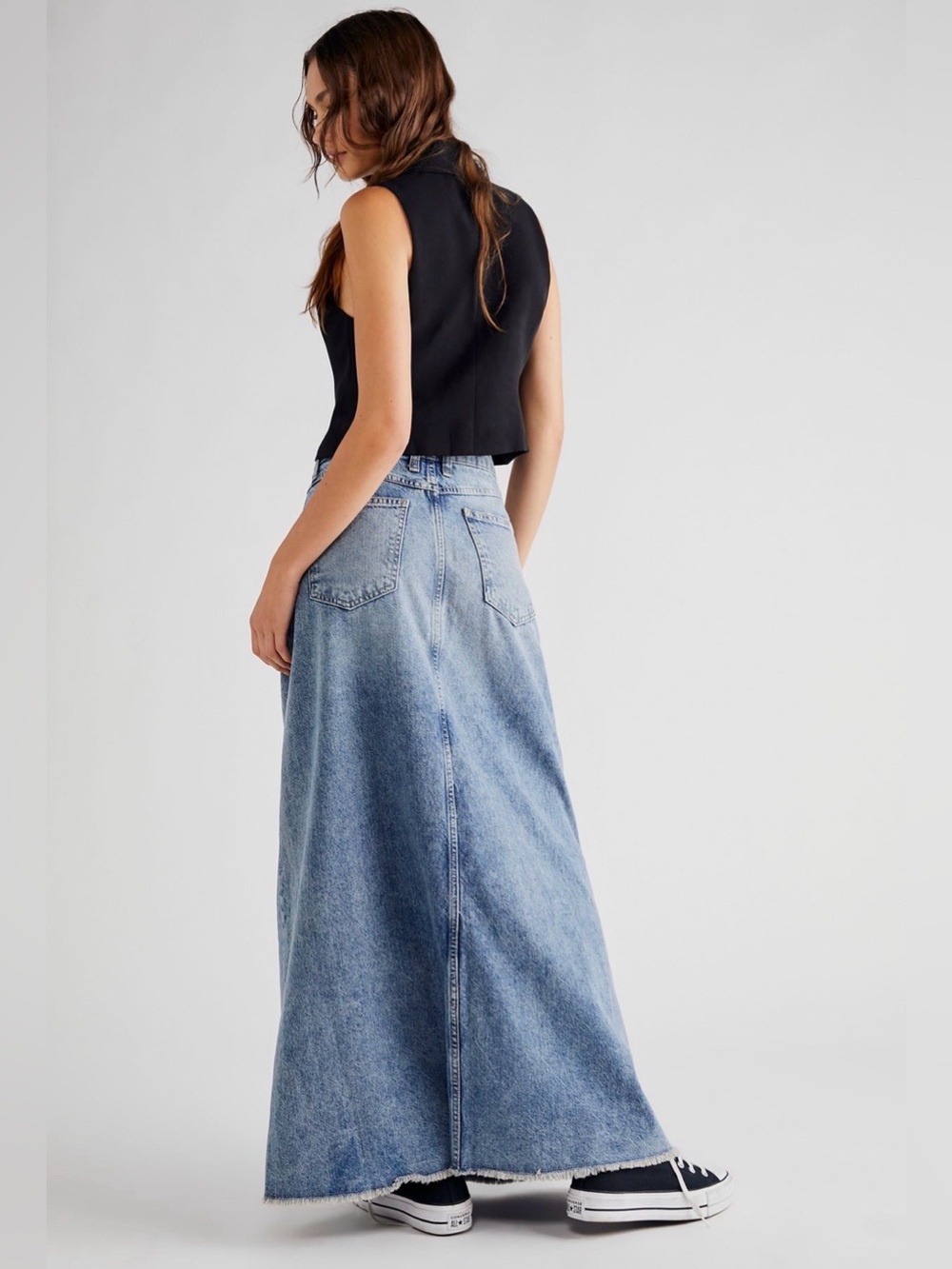 Free People Come As You Are Denim Maxi Skirt - Picture 3 of 6